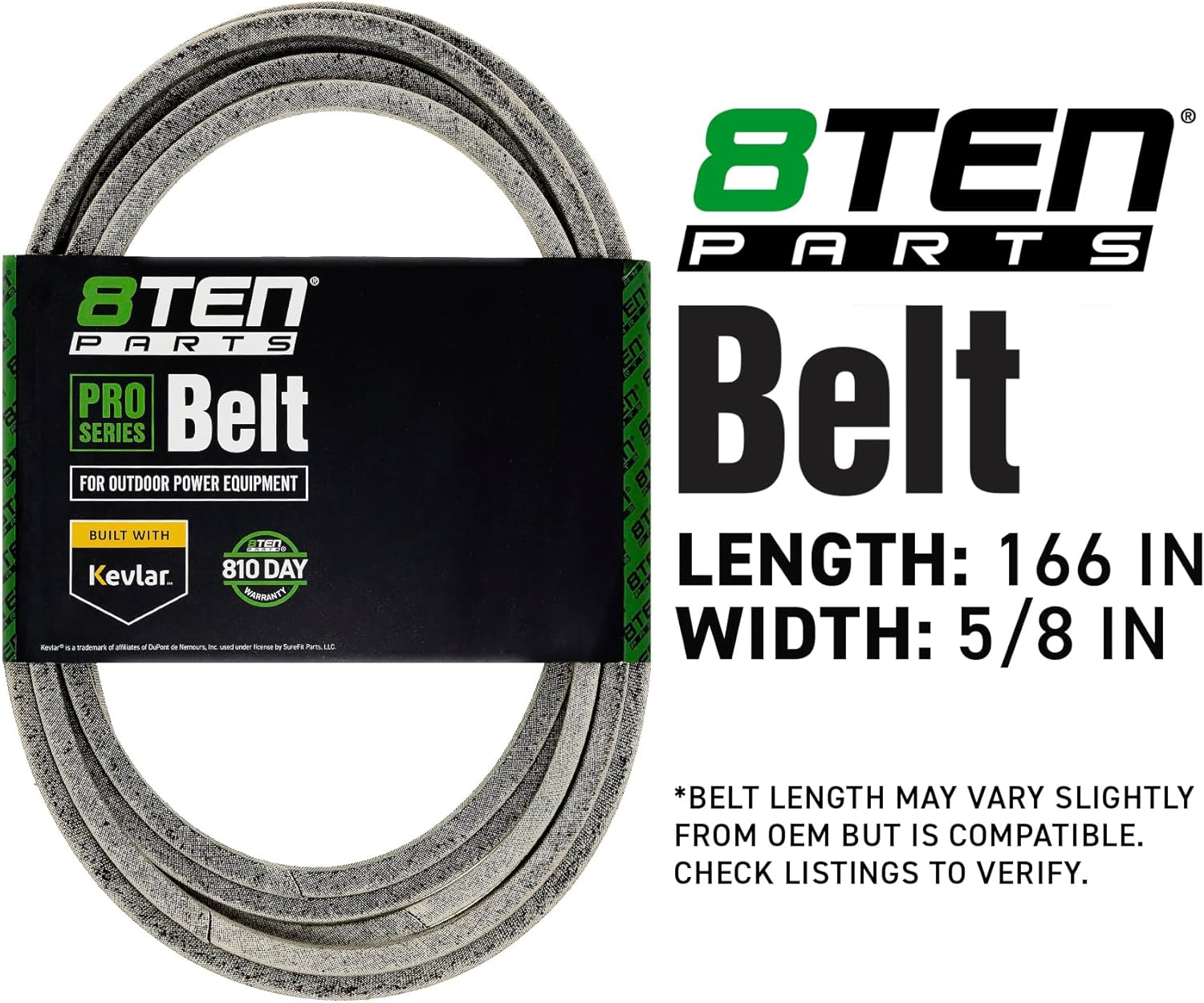 8TEN Belt with Kevlar for Scag Freedom Z Patriot SFZ61 SPZ61H 484031 Toro TimeCutter Titan ZX4800 XS4850 133-7075 166 x 5/8