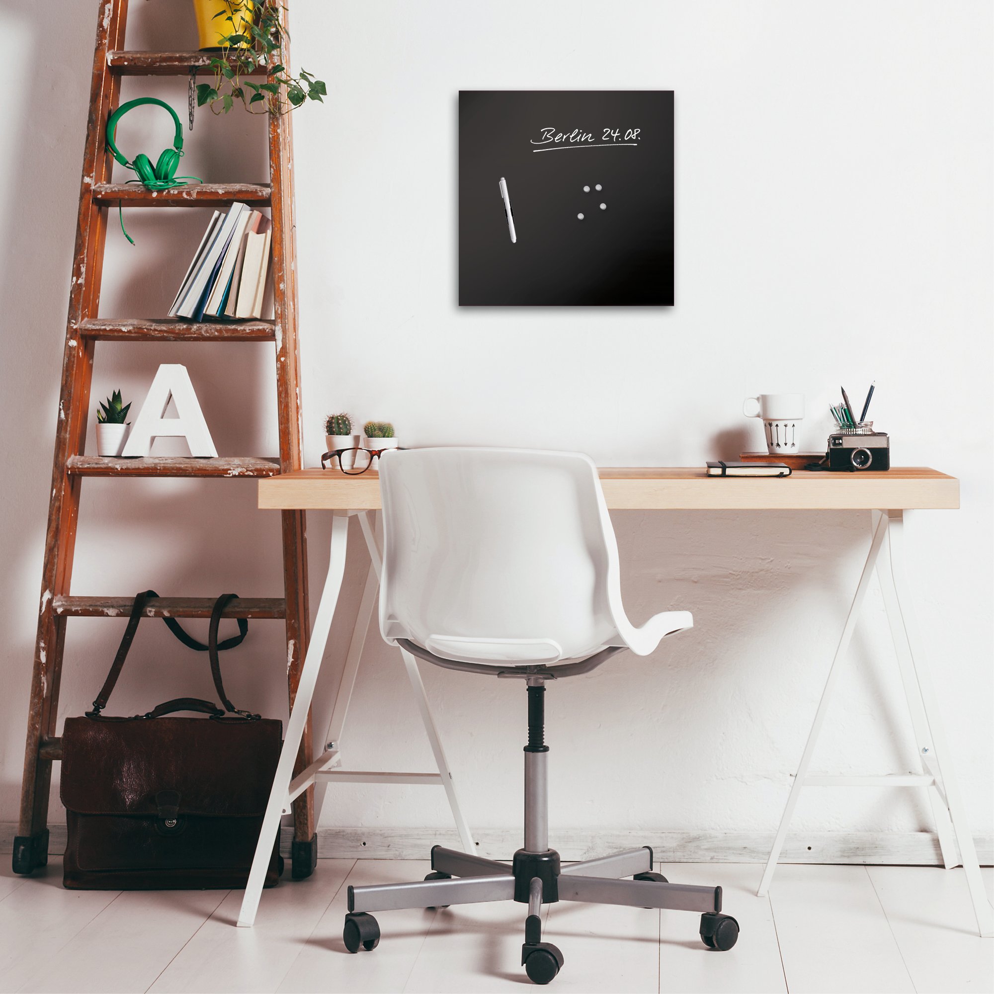 Eurographics Memo Board Glas 30x30cm - Magnet- & Schreibtafel In Black Slate