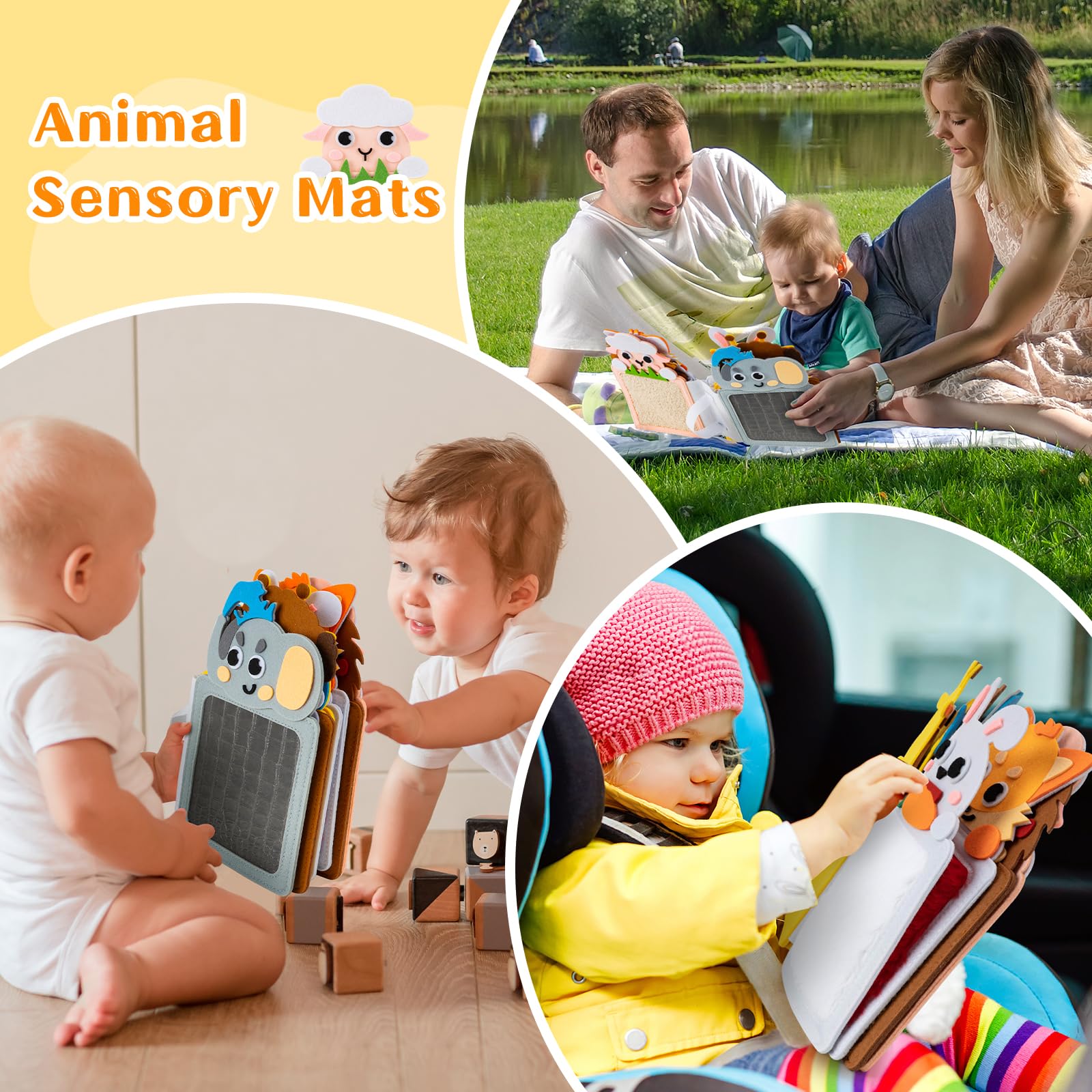 8PCS Tapis Sensoriel Bébé: Jouets sensoriels pour bébés et Enfants en Bas âge - Carreaux Tapis Sensoriel Animaux texturés Tactiles pour Enfants autistes