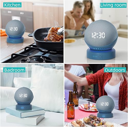 Miniatura 5 de Base de batería para D0t 4 y 5 generación portátil D0t 5 generación y soporte de base de batería WiFi Google Nest, no incluye el altavoz (azul)