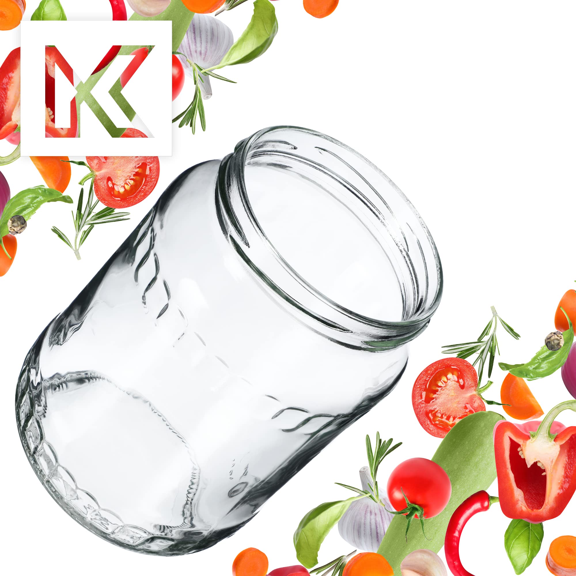 KADAX Lot de 48 grands bocaux en verre 720ml Ø82 à pois rouges – Couvercle Twist-Off hermétique TO82 – Pour conserves, cornichons, légumes fermentés & confitures maison