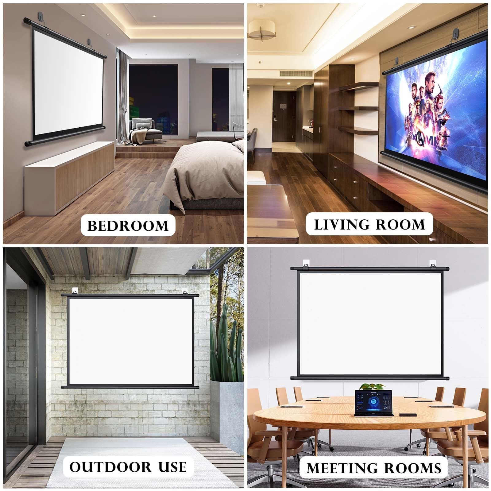 4K HD Schermo for Proiettore Da 30" 60" 72", Telo Proiettore Home Theater | AntiRughe 16:9 4:3 Schermo Di Proiezione A Parete, Tela Di Proiezione Campeggio Party Teatro Notti(72in 16:9)