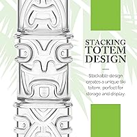 Vista 4 de Final Touch Tiki - Juego de 4 vasos de chupito – Kanaloa, Lono, Kū, Kāne Designs, 2 onzas (2.0 fl oz), transparentes, apilables, almacenamiento
