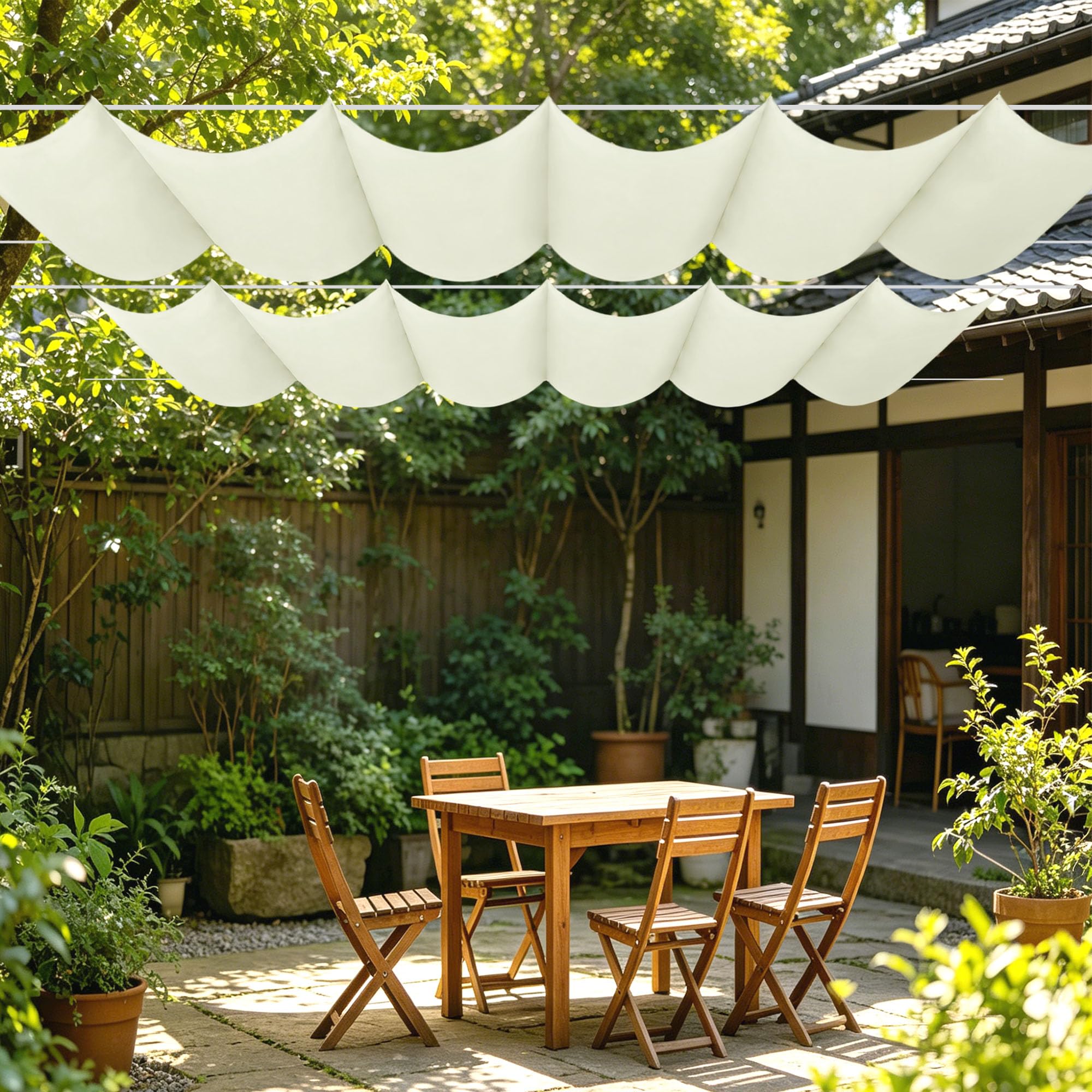 Voile d'ombrage rétractable pour terrasse et repas en plein air