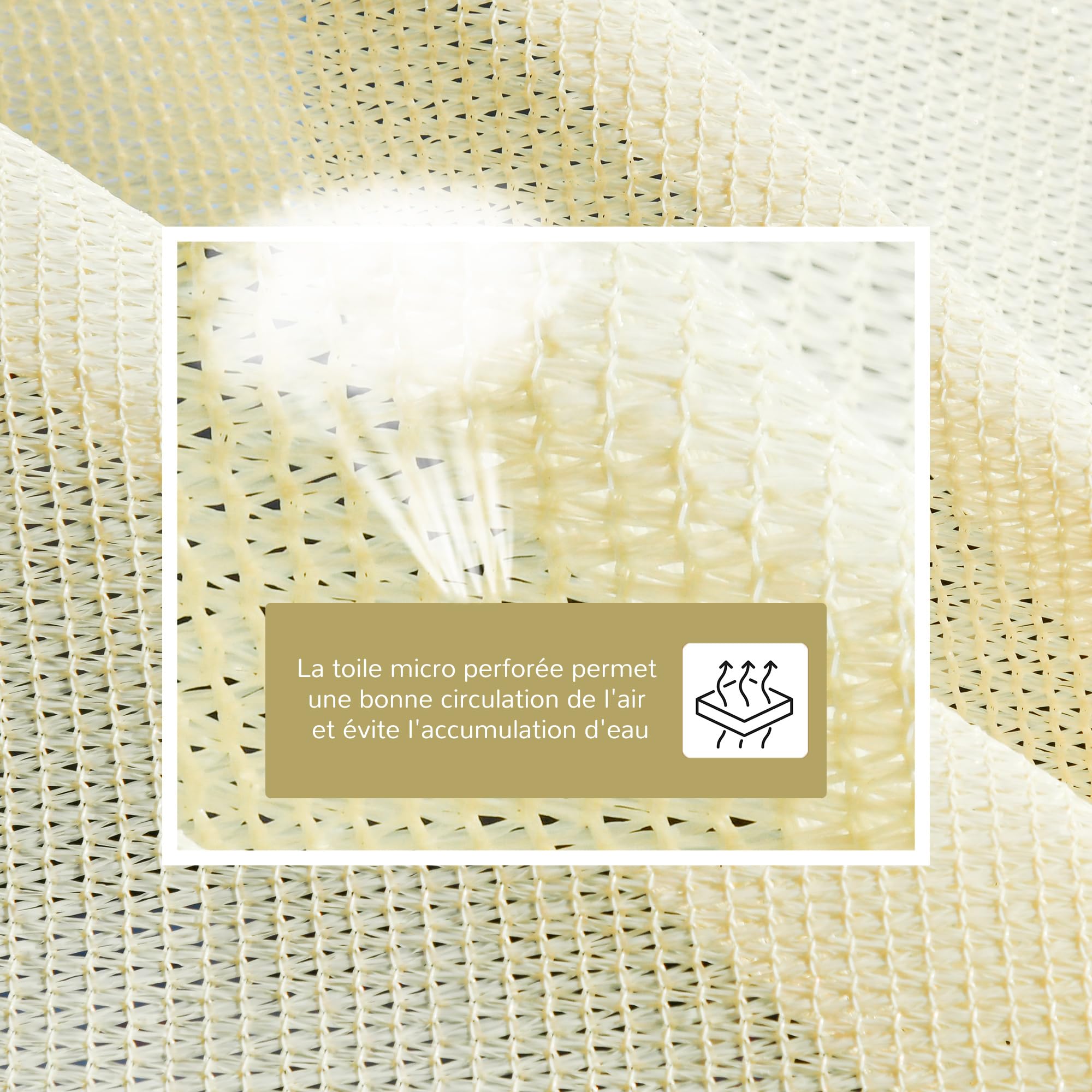 Outsunny Voile d'Ombrage Rectangulaire Protection UV 3 x 4 m Coloris Crème | Polyéthylène Haute Densité, Sac de Rangement