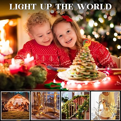 Miniatura 5 de 12 luces de Navidad a pilas, 50 LED, 16.5 pies, impermeables, para exteriores, árbol de Navidad, con 8 modos y temporizador, guirnalda de luces LED