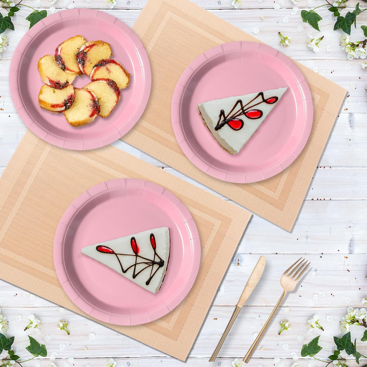 Disposable Paper Plates Pink, 50 Count 7” Dessert Cake Plates Bulk for Party Supplies, Colored and Sturdy Party Plates for Birthday, Wedding, Baby shower, Gender Reveal party supplies - Image 6