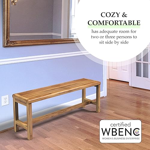 Miniatura 7 de EcoDecors Eleganto - Banco de ducha de teca con asiento de madera, banco de jardín de madera de teca natural de 47 pulgadas, banco de ducha de
