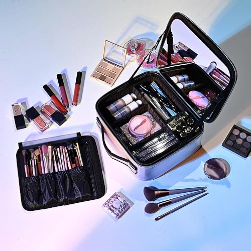 Miniatura 3 de BYOOTIQUE Bolsa de maquillaje de viaje para maquillaje, estuche de almacenamiento de cosméticos de 10 pulgadas, caja de almacenamiento portátil para