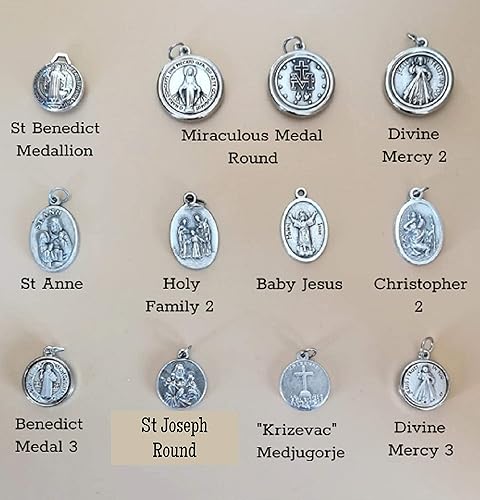 Miniatura 7 de Medalla de San Patrono Pulsera Religiosa Hombres Católica Joyería Regalos - San Benito Michael Anthony Jude Christopher Charbel Sebastian Joseph