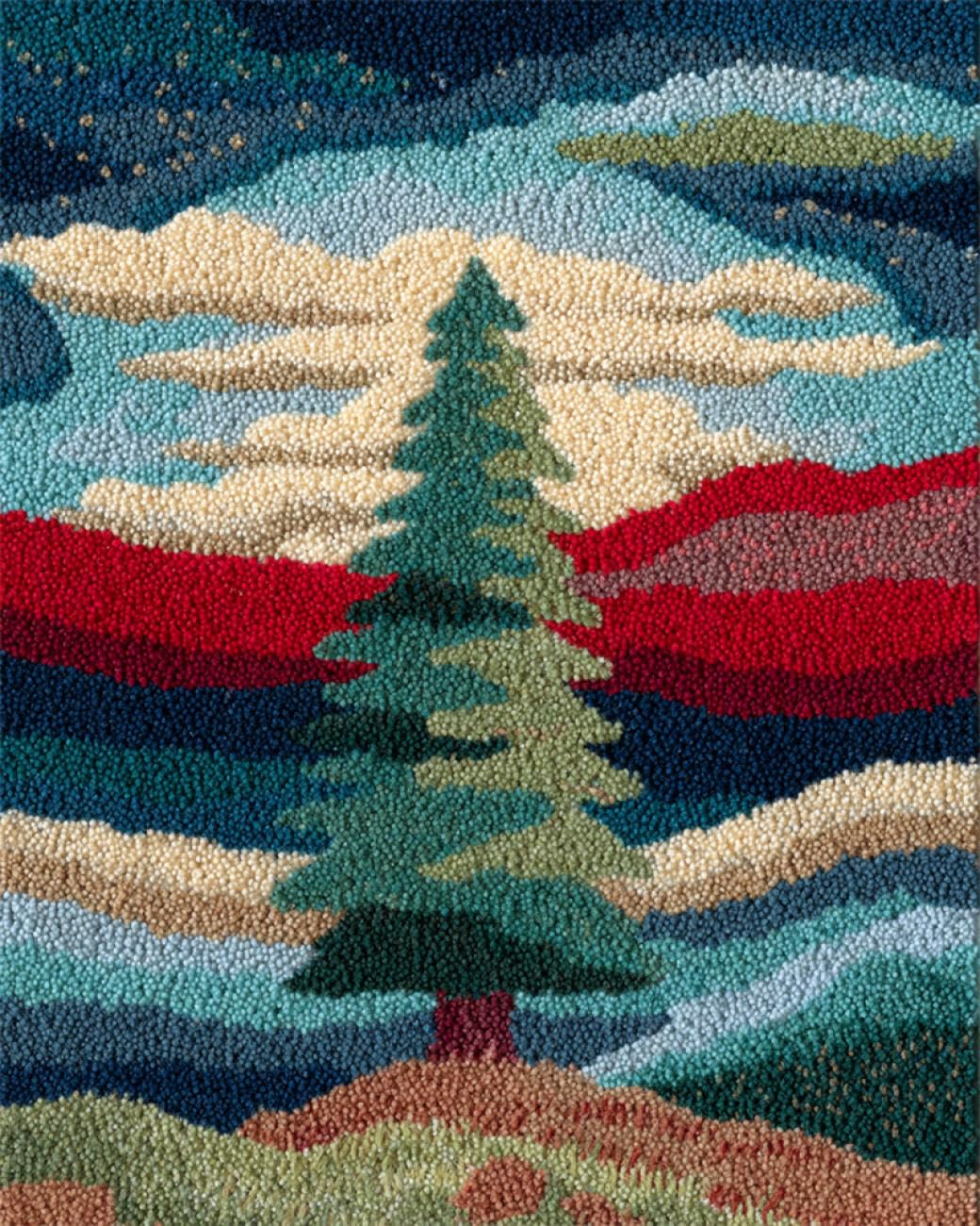 AxiangziK DIY Latch Hook Cushion Kits Colorful Christmas Tree Latch Hook Rug Making Kit for Adults,Cross Stitch Set Carpet Tapestry Needlework 31x45in
