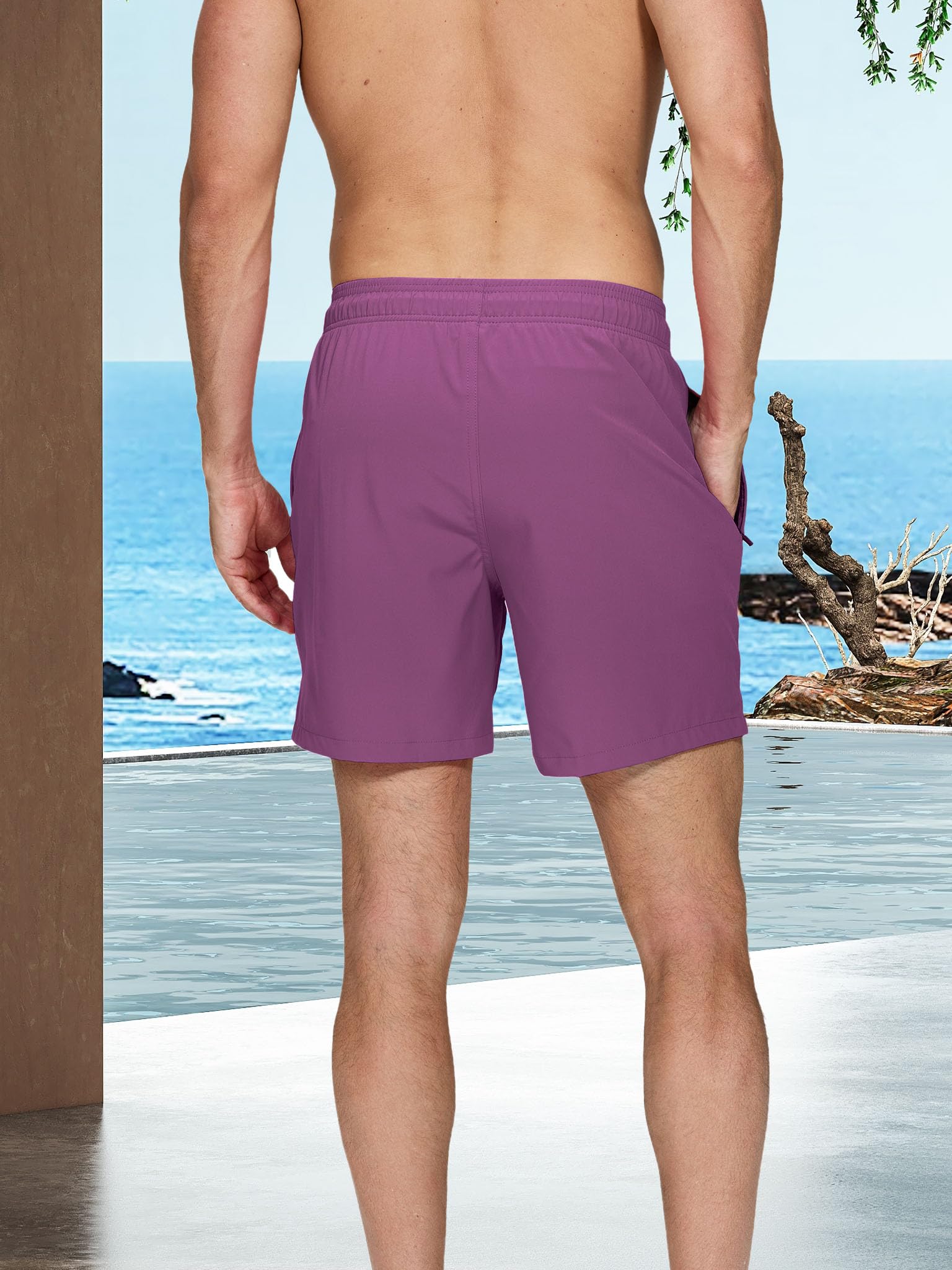 Arcweg Pantaloncini da Bagno Uomo Asciugatura Veloce Calzoncini da Bango Mare Beach Costume da Bagno Fodera Rete con Taschino e Coulisse Trunks