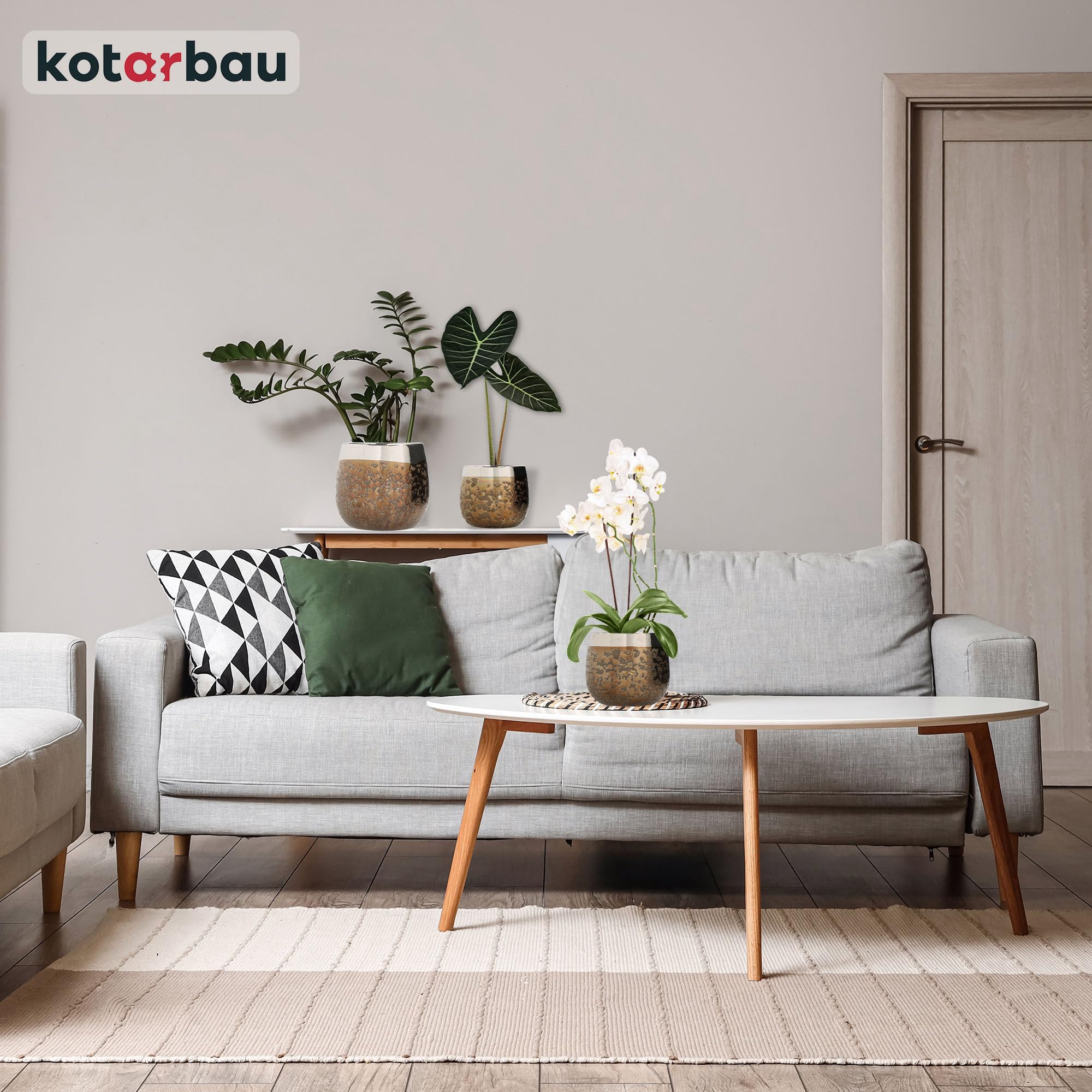 KOTARBAU® Vasi per Orchidee in Ceramica (Set 2), Bianco
