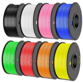 SUNLU High Speed PLA Filament Pack, 30mm/s - 600mm/s Print Range, High Flow Speedy 3D Printer PLA Filament Bundle, 250g/Spool, Black+White+Green+Blue+Red+Orange+Yellow+Pink