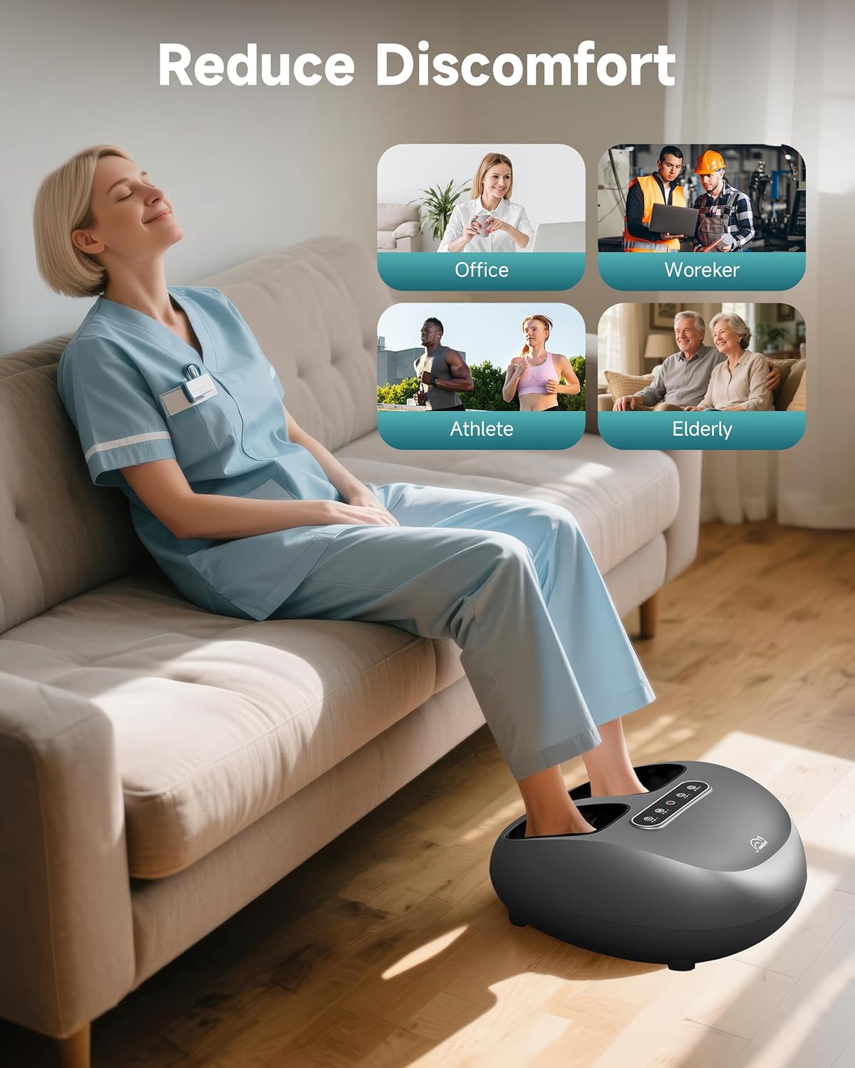 Snailax Foot Massager with Heat and Compression, Shiatsu Foot Massager for Neuropathy and Plantar Fasciitis, Deep Kneading, Rolling, Remote Control, Fits up to Size 14 - Image 7