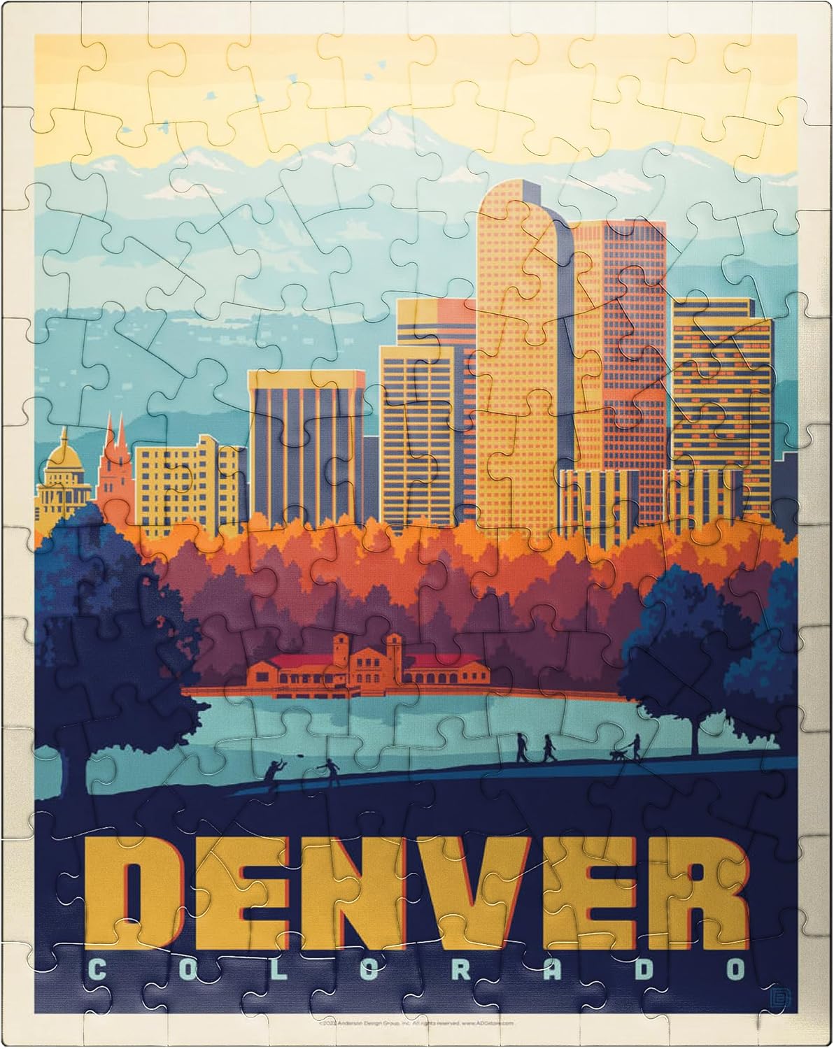 MyPuzzle Denver, Colorado: City Park, Vintage Poster - Premium 100 Piece Jigsaw Puzzle for Adults