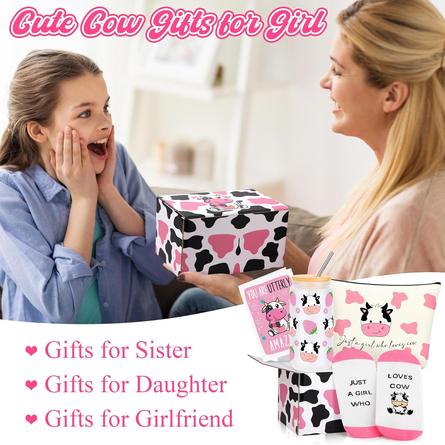 Cow Print Stuff, Birthday Gifts for Cow Lovers, Cute Themed Gifts, Cow Print Cosmetic Bag Socks for Cow Lovers - Image 7