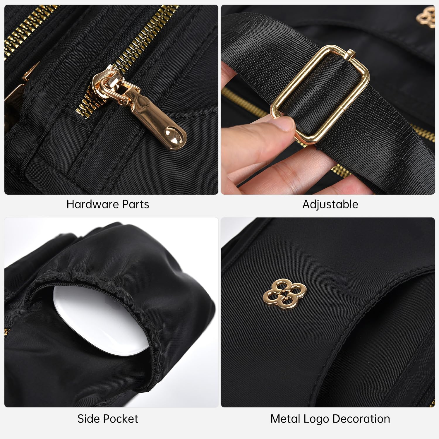 Messenger Bag for Women Nylon Waterproof Shoulder Purse Crossbody Bag Lightweight Travel Bag with Multiple Pockets - Image 2