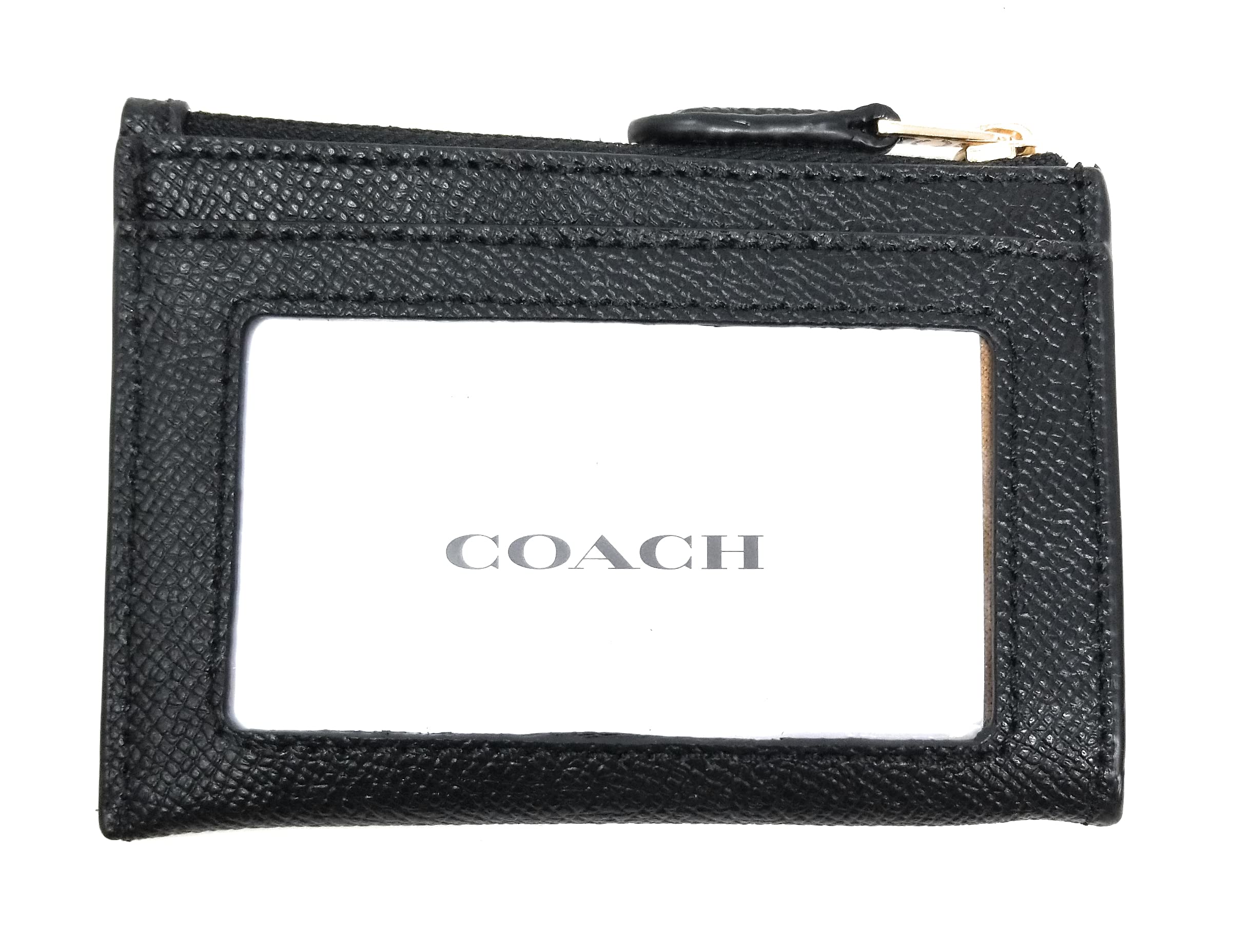 COACH Mini étui d'identification skinny pour femme (cuir croisé, noir), noir, classique, Noir , Classique