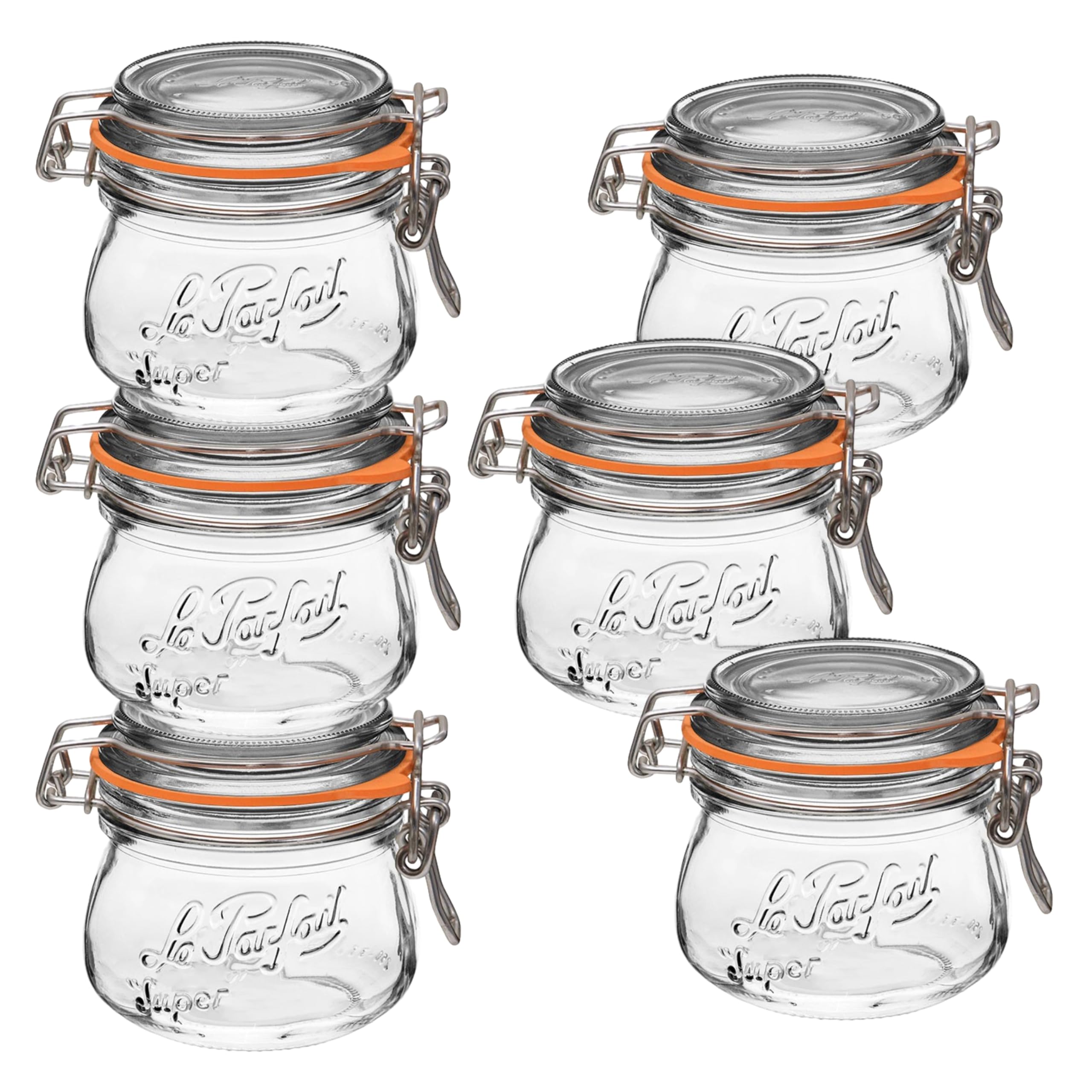 Le Parfait 08Oz (Set/6) Super Canning Jar, 250Ml French Glass With Round Body, Airtight Lid, Wide Mouth, Clear (8Oz/Half Pint, 6 Pack)