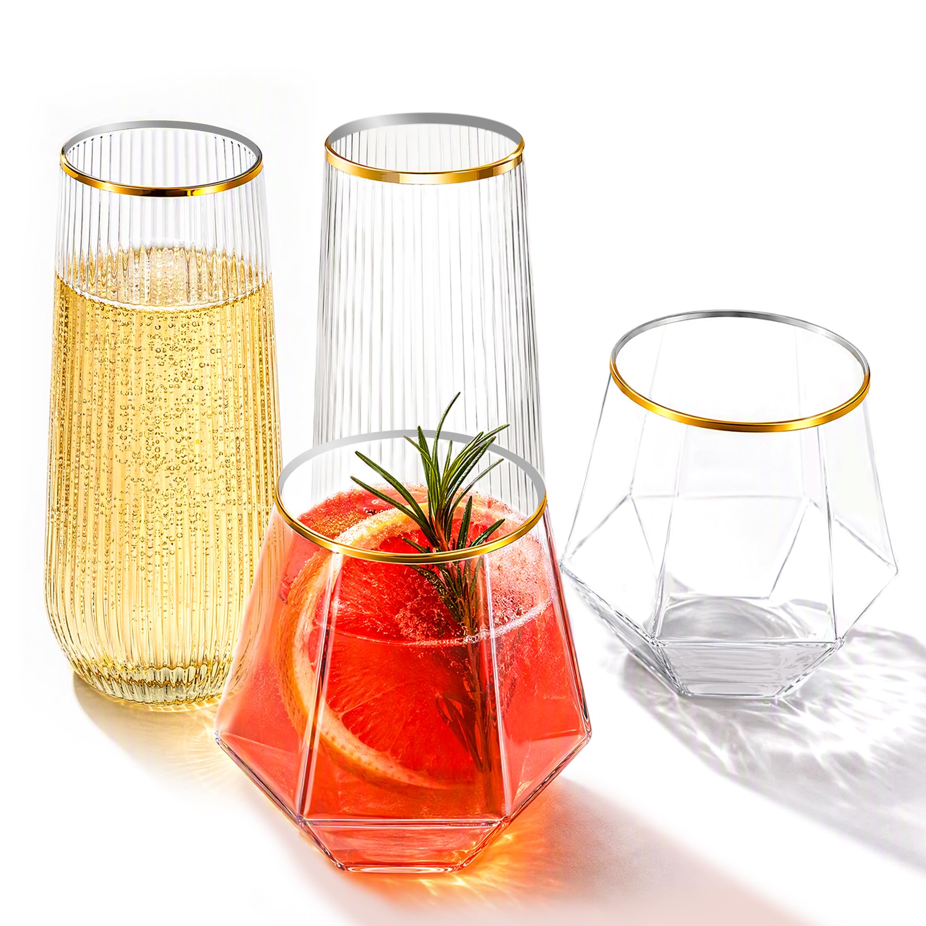 Photo 1 of Eclove 48-Piece Gold Rim Plastic Drinkware Set