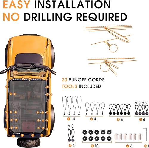 Miniatura 2 de BESTAOO Parasol para accesorios Ford Bronco 2021 2022 2023 2024 2025 2 puertas, parasol de malla frontal Bimini cubierta superior para Bronco de 2