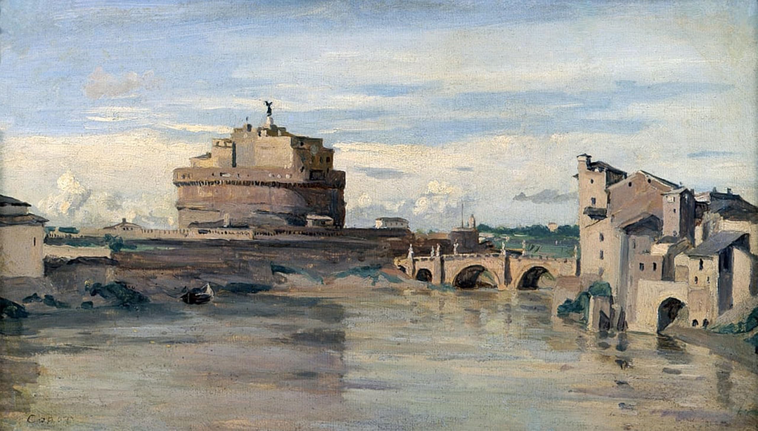 POSTERIIk Famous Animal Posters Vintage Picture Castel Sant Angelo and the River Tiber by Jean Baptiste Camille Corot Modern Wall Decor for Home Decor 60x90cm