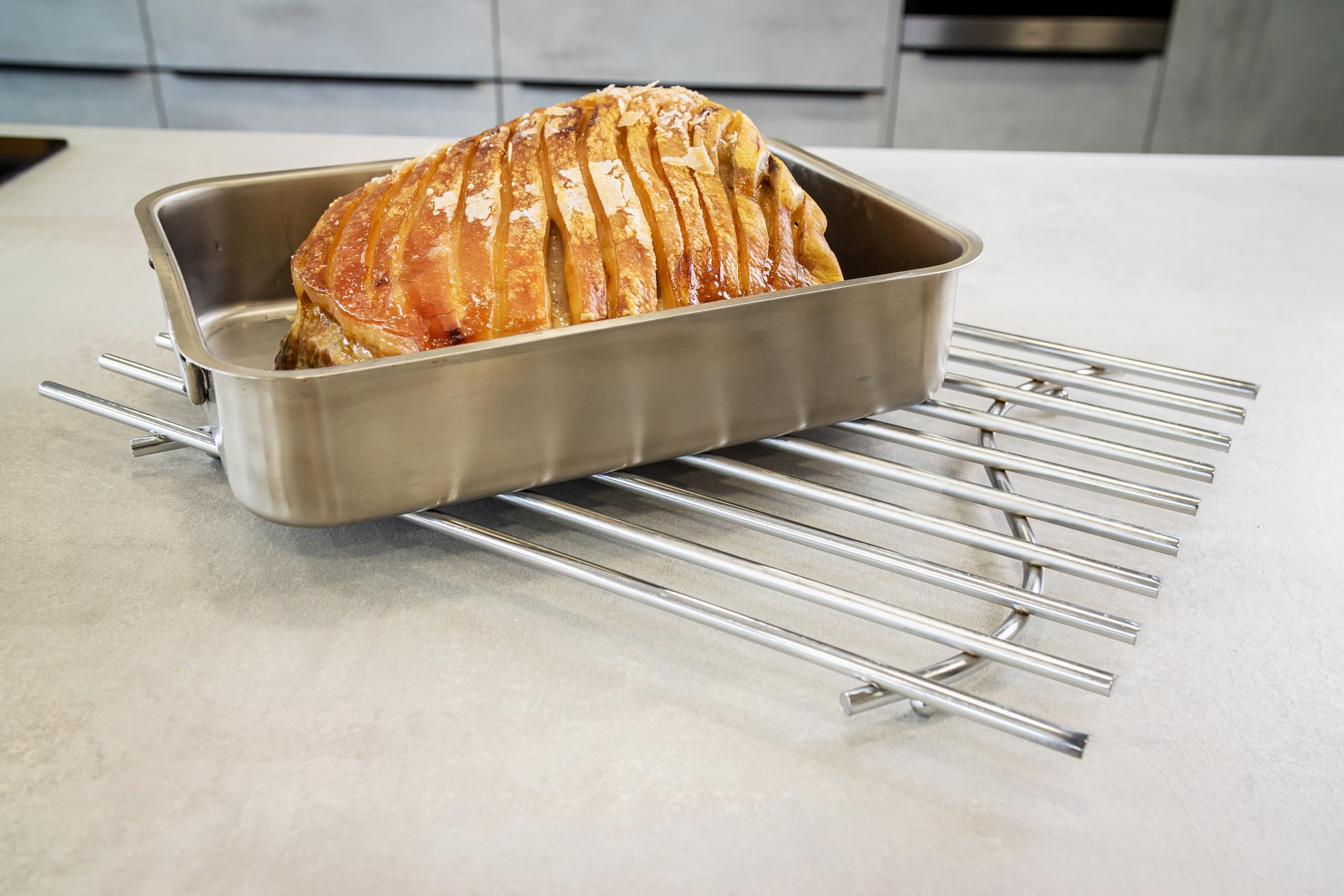 KitchenCraft Metalowa Podstawka, Chromowana, Wytrzymała, 45 × 30 cm - Kolor Srebrny