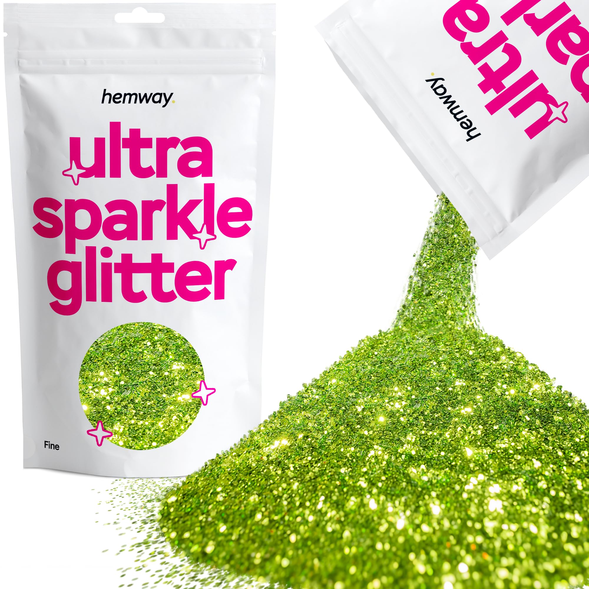 Hemway Ultra Sparkle Glitter Baby Pink Iridescent 100g Fine | Glitter for Arts & Craft, Makeup, Nail Art, Crafting, Card Making, Sparkle Decoration — view 212