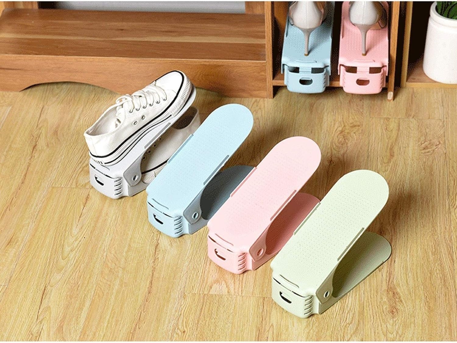 大人気，【高品質の製品】シューズラック、8個 調節可能なストレージ スペースセーバー ストレージ 靴スロット オーガナイザー 靴キャビネット 自宅 寮 リビ 安全靴 ファスナー