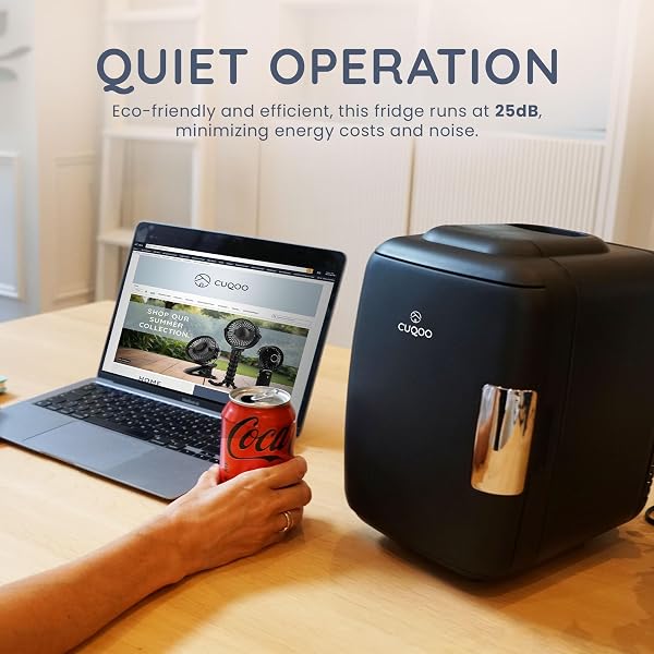 CUQOO Mini Fridge 4 Litre Quiet AC/DC Portable Cooler & Warmer for Drinks, Skincare & Food, Compact Tabletop Design, for Bedrooms, Home, Caravans, Cars, Thoughtful Gift Idea - 5