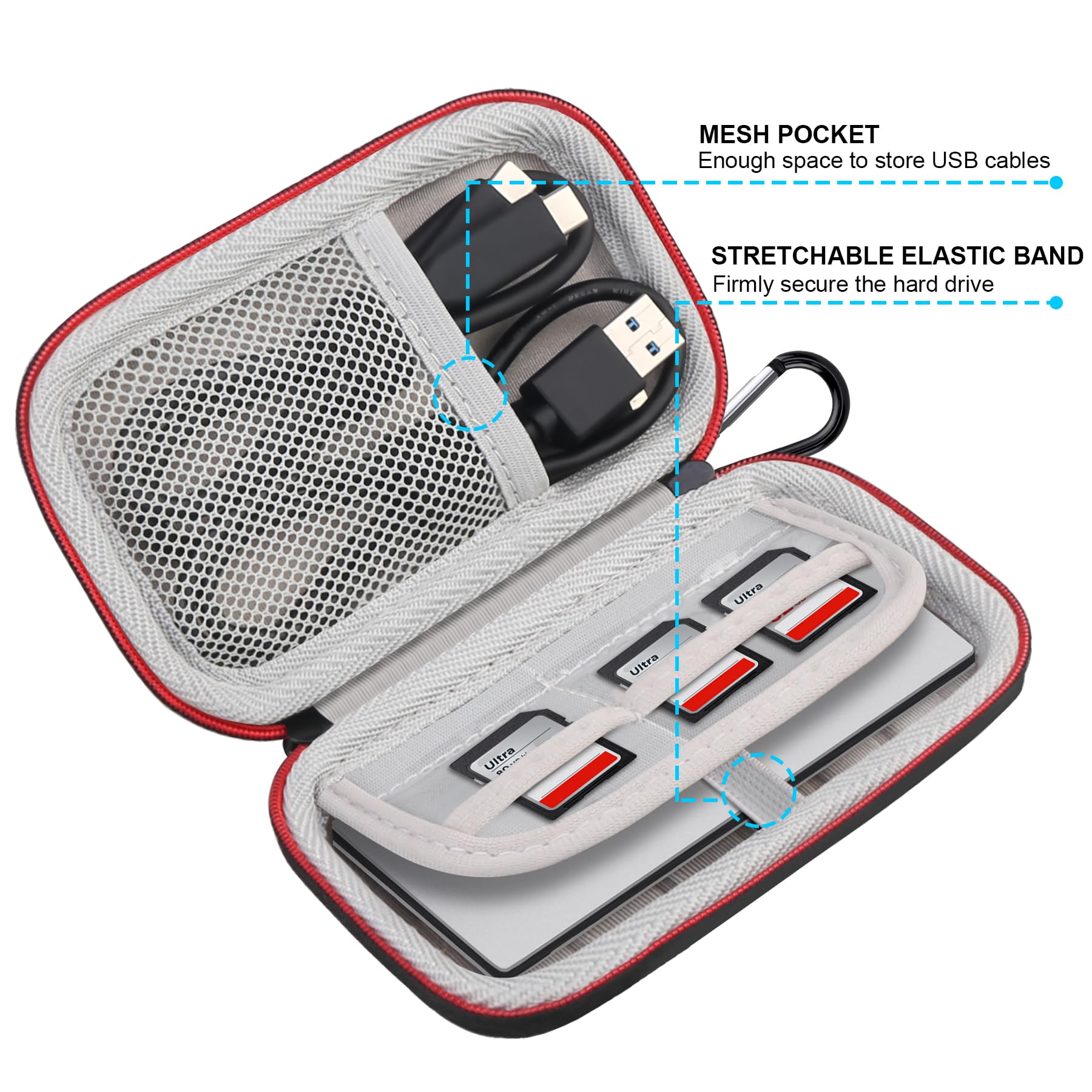 Lacdo Hard Carrying Case for Lexar ES3 Portable SSD External Solid State Drive 1TB 2TB 4TB SD Card Organizer Shockproof Hard EVA Protective Storage Travel Bag, Black