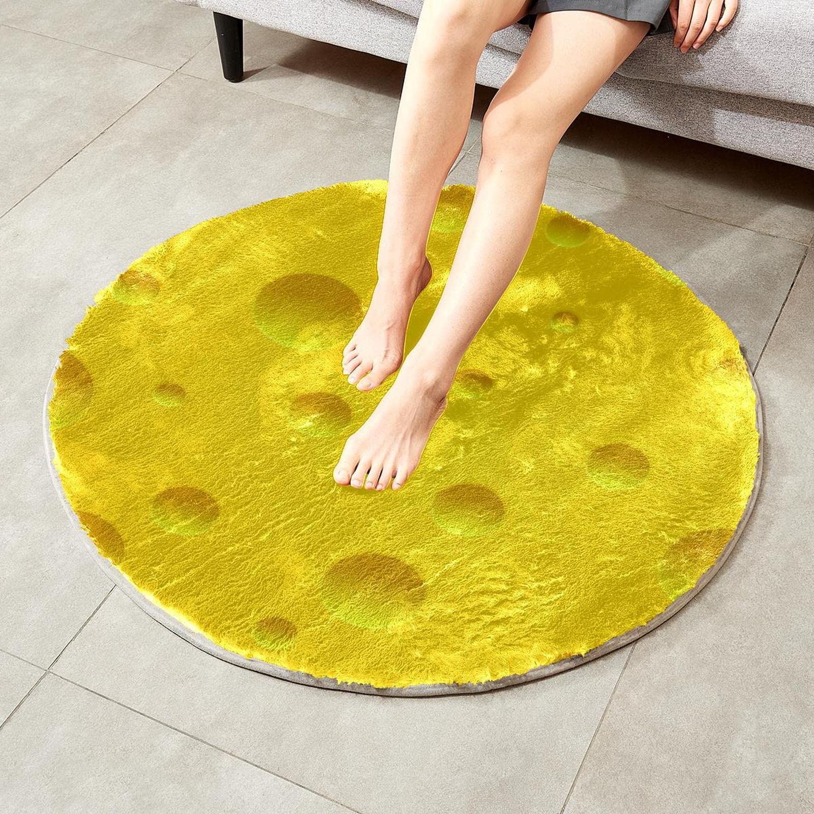Schmackhafte Frischkäse-Teppich rund Schlafzimmer Teppich Shaggy weich Stuhlmatte waschbar