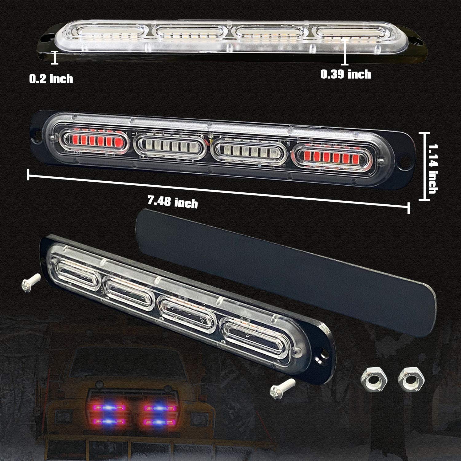 LED Emergency Strobe Lights DIBMS 8x Red White 6 LED Strobe Warning Emergency Flashing Light Caution Construction Hazard Light Bar For Car Truck Van Off Road Vehicle ATV SUV Surface Mount, Light