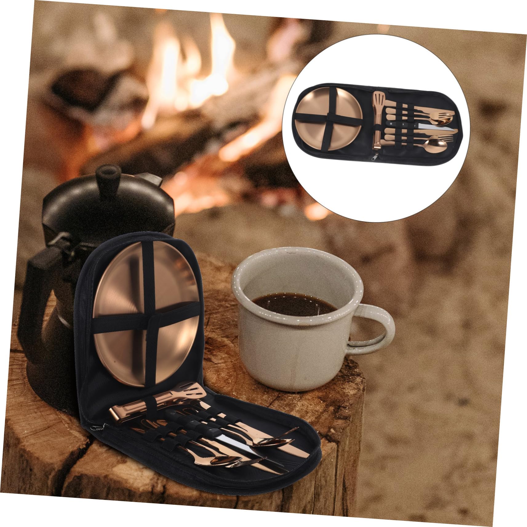 Edelstahl Outdoor Besteck Portable Campinggeschirr mit Ergonomischem Design und Elegantem Look Komplett für Picknick und Reise Leicht zu Reinigen Langlebig und Komfortabel