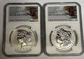 2023 S Morgan and Peace Dollar Reverse Proof 2023-S Reverse Proof $1 Morgan and Peace Dollar 2pc Set NGC PF69 Morgan & Peace $1 NGC PF-69