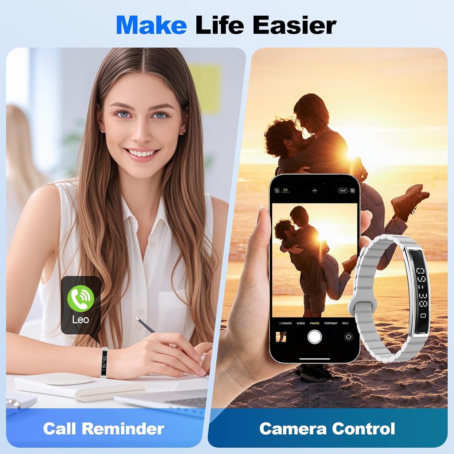 Smart Bracelet for Women Men, Health Activity Fitness Trackers, 24/7 Heart Rate, Blood Oxygen & Stress Monitor, 24H Sleep Tracker, Smart Wristband with Free APP 2 Bands, Gray