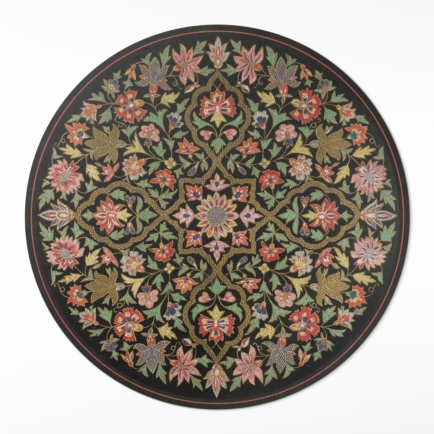 Tapis PVC durable floral rond ø130 cm maison deco entretien facile de sol salon