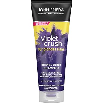John Frieda Violet Crush Intensive Silver Shampoo Neutralises Yellow & Orange Tones Formulated with Crushed Violet Pigments 250 ml