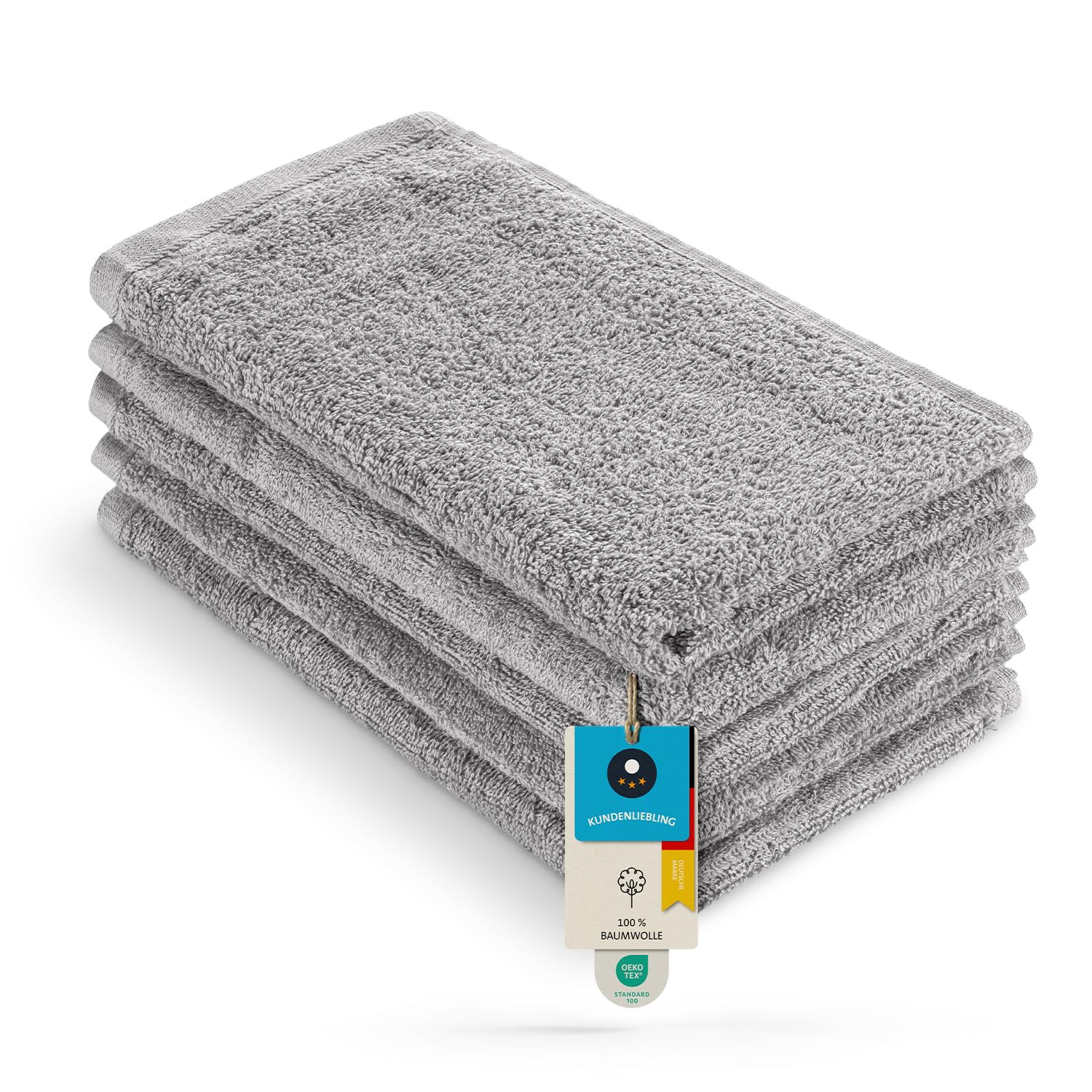 Homewell Handtücher Set - weich und saugstark, 100% Baumwolle, Oeko-Tex 100 Zertifiziert (5 Gästehandtücher 30x50 cm, Grau)