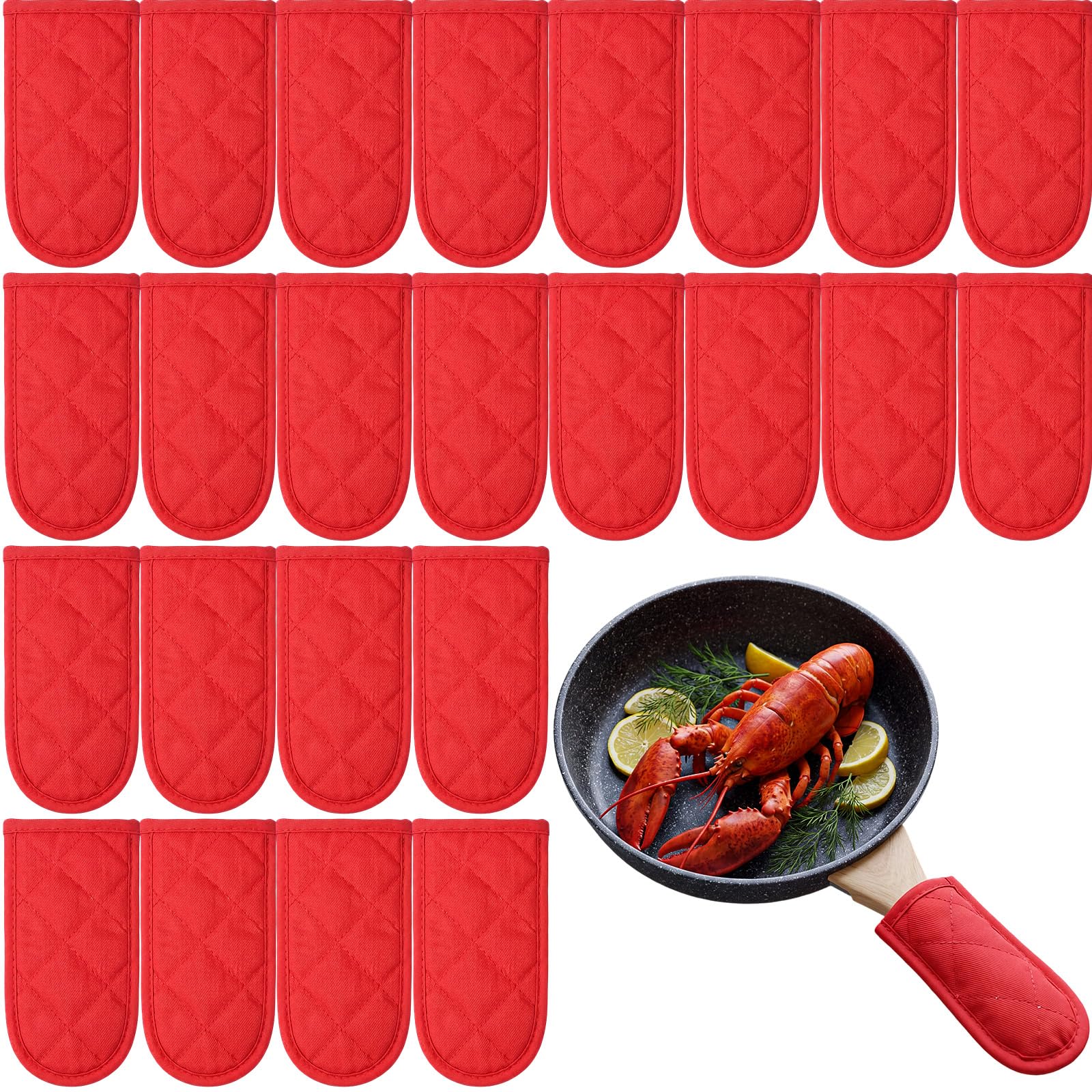 Dandat Set di 24 coperture per maniglie calde per uso quotidiano, per sostituire i regali, in ghisa, resistenti al calore, lavabili, per Natale, cucina, regali artigianali (rosso)