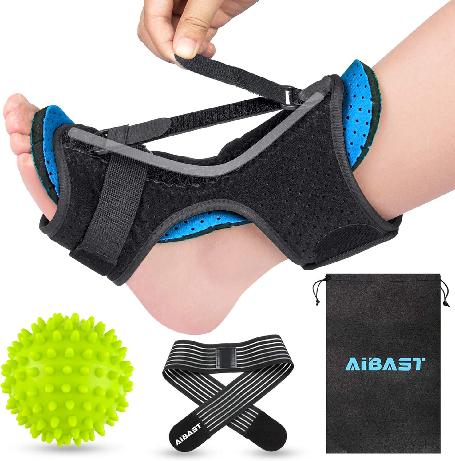 AiBast Plantar Fasciitis Night Splint, 2021 New Upgraded Blue Multi Adjustable Ankle Brace Foot Drop Orthotic Brace for Plantar Fasciitis, Arch Foot Pain, Achilles Tendonitis Support for Women Men : Health & Household