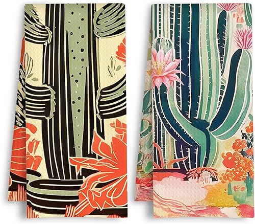 Miniatura 8 de Toallas de cocina con diseño floral de margaritas, estilo retro de los años 70, color marrón y verde, toalla de mano rústica estilo botánico