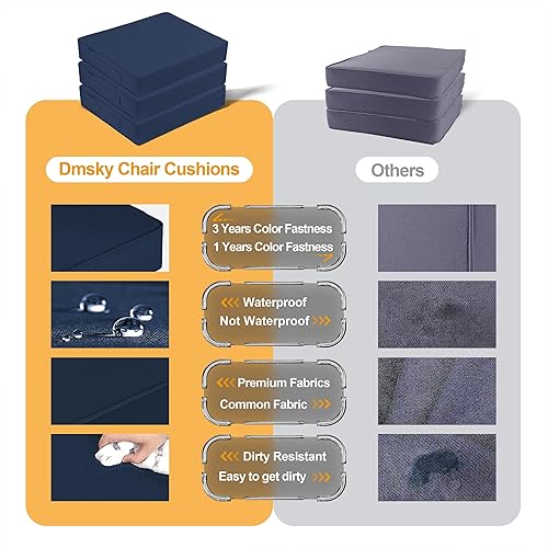 Miniatura 3 de Dmsky Cojín para silla de patio, 19 x 19 x 3.7 pulgadas, cojines para sillas de exterior para muebles de patio, cojines de asiento impermeables con