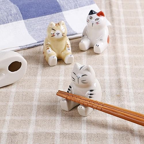 Miniatura 5 de 5 pares de palillos de bambú de estilo japonés y reposo, juego de palillos de gato gordo de dibujos animados, juego de regalo clásico de simplicidad