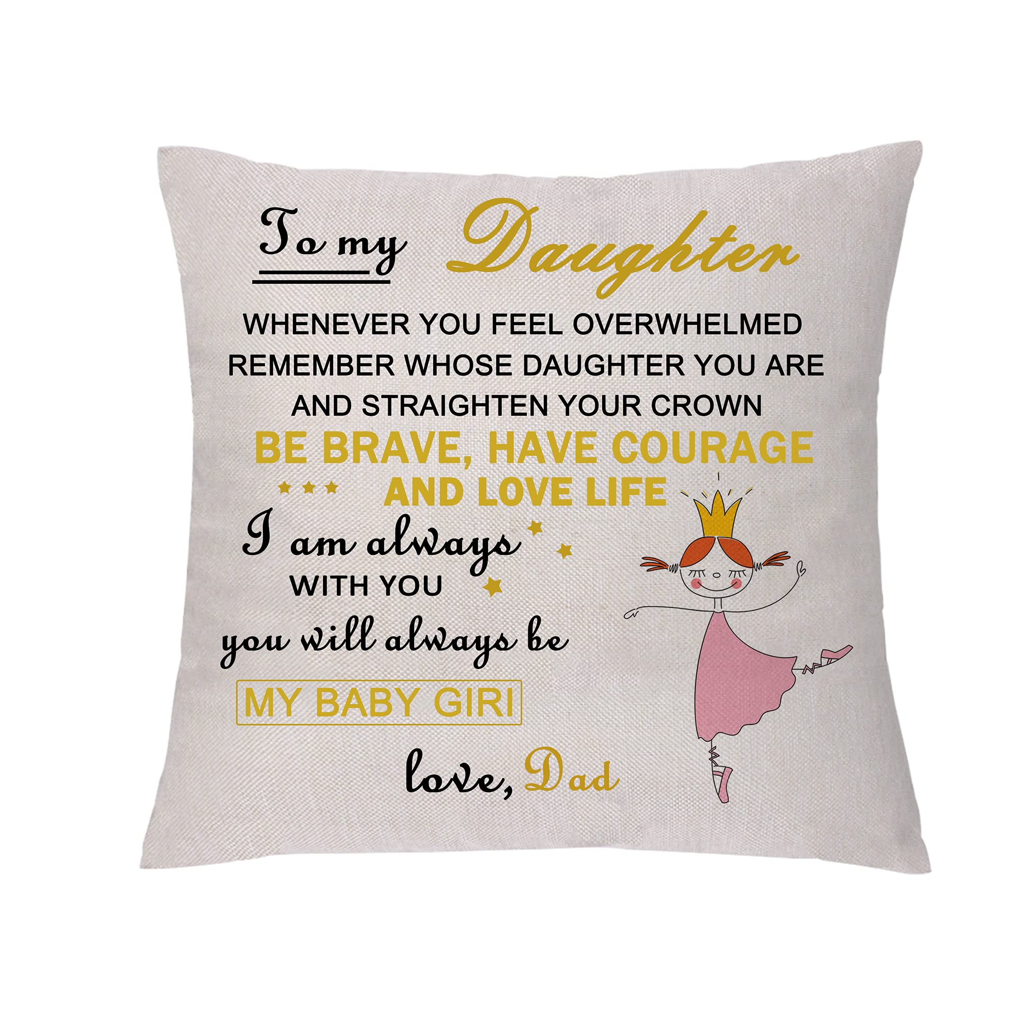 aligarian Daughter Cushion Cover Encourage Birthday Gift Throw Pillowcases 18x18'' Graduation Inspirational Appreciate Hug Pillow Cover Linen 12x20 Decorative for Home Sofa (Type 2)