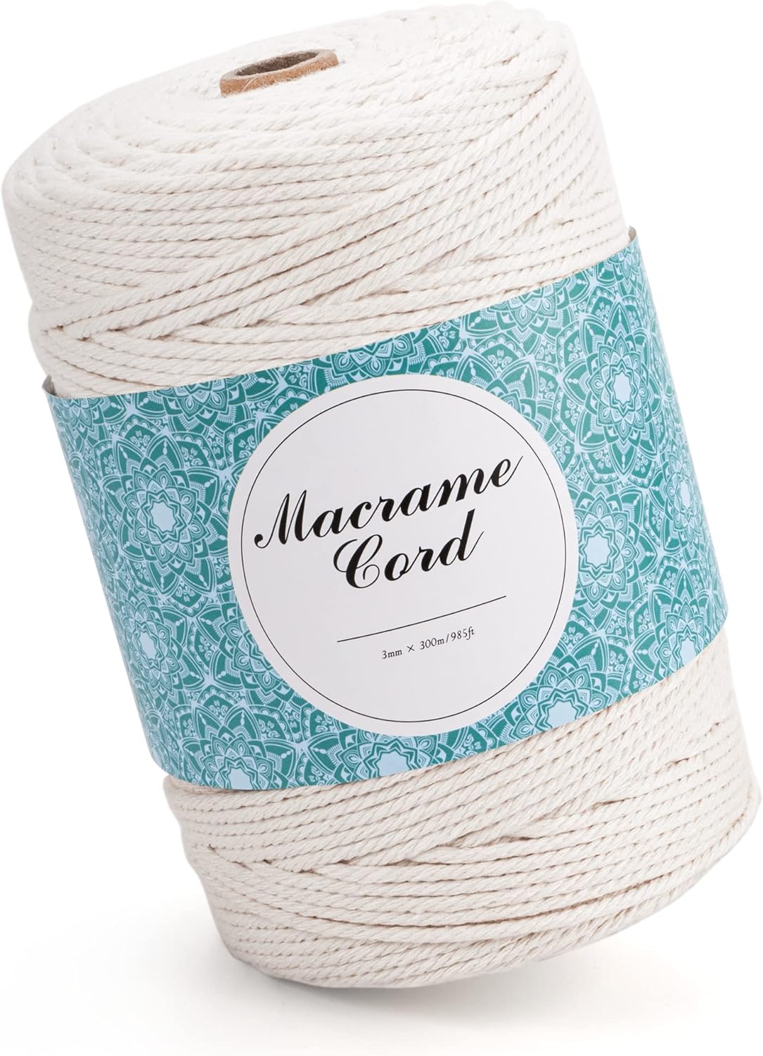 Hilo de macramé, macramé FAMEMII de 3 mm x 300 m, con cordón de macramé beige para manualidades de decoración, para colgar plantas colgadores, etc.