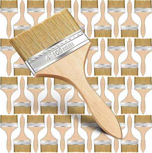 96 pinceles de pintura para pared, pinceles de pintura a granel, cerdas naturales con mango de madera para pintar, juegos de pinceles planos para