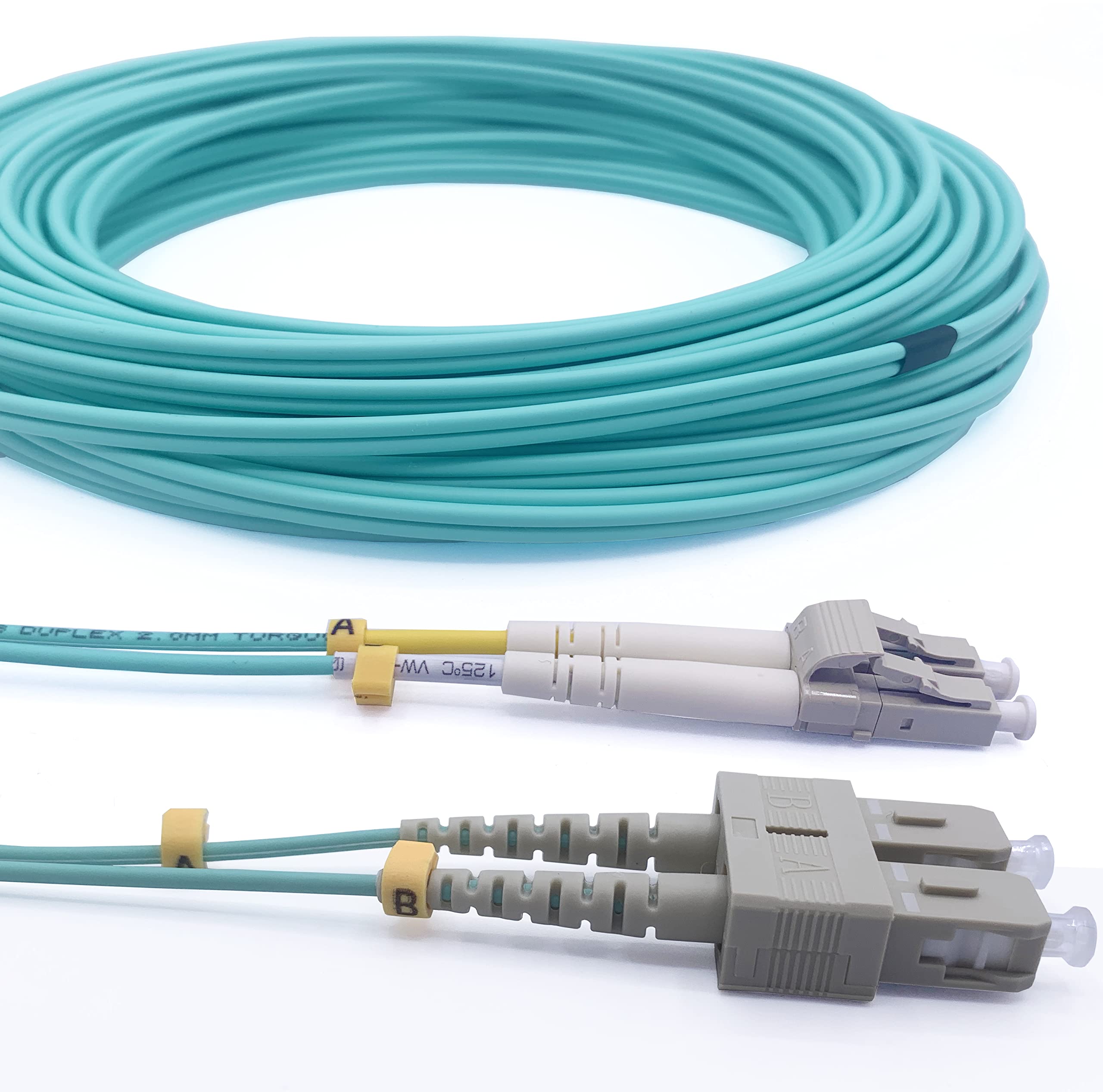 Elfcam® - 5m Cavo Fibra Ottica OM3 SC/UPC a LC/UPC Multimodale Duplex 50/125um LSZH, 5 Metri