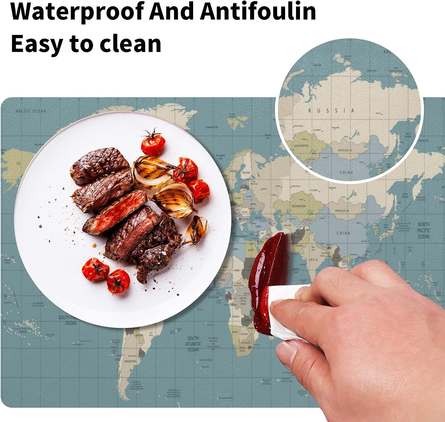 review xigua World Map Placemats Faux Leather Placemat Set of 1, Waterproof Stain Resistant, Heat Resistant Non-Slip Washable Table Mat for Kitchen Dining Patio Table Decorations